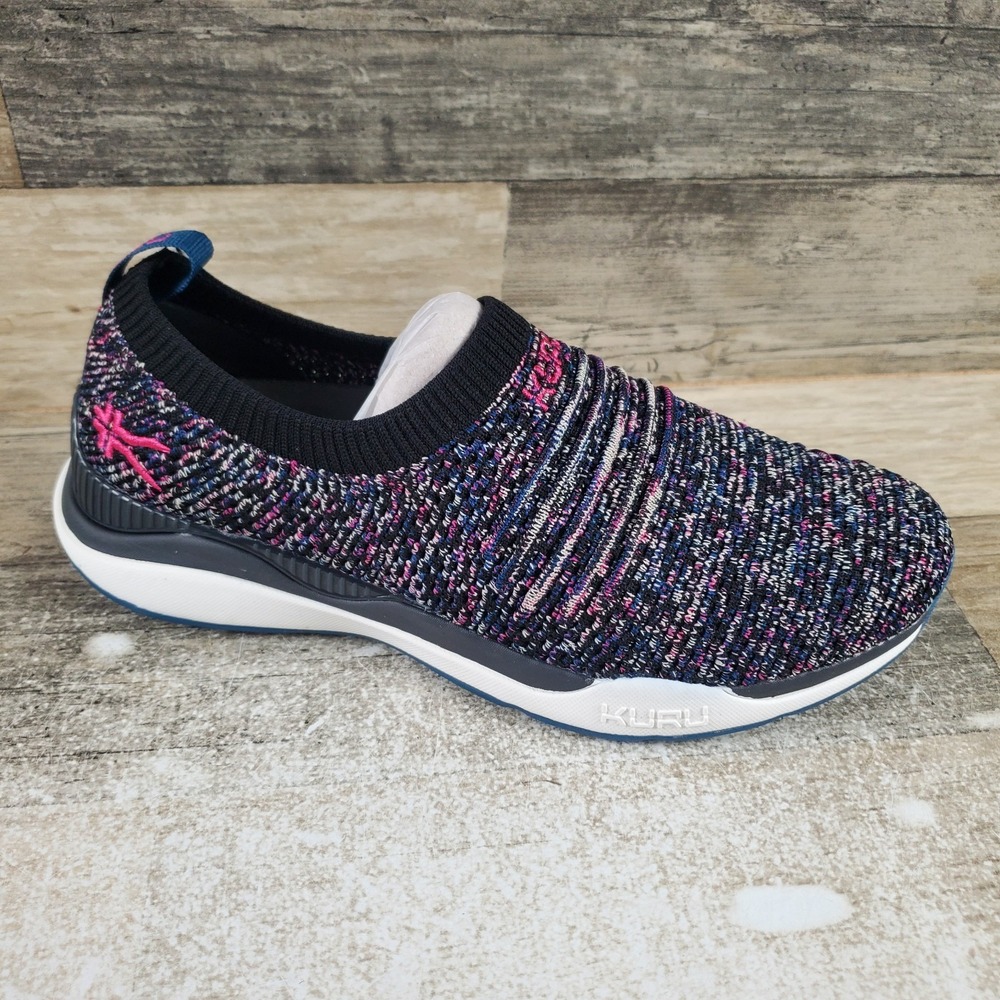 Kuru Stride Women Shoe Sz 6 M Running Jet Black Confetti Slip On Low Top Sneaker